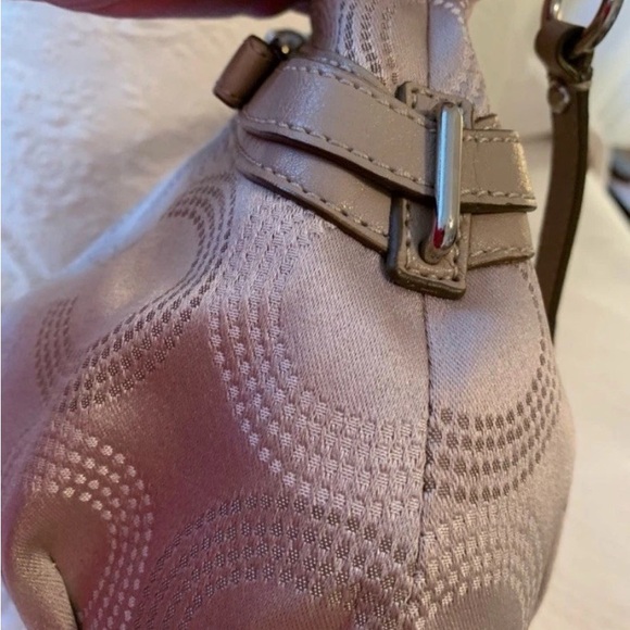COACH Signature Satin Finish Taupe Handbag - Picture 4 of 7